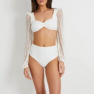 PatBO HIGH WAIST BIKINI BOTTOM - White- Large